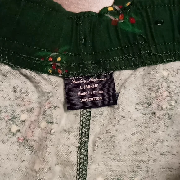 Mens Green Christmas Tree Pants w Button Fly L - Picture 4 of 4